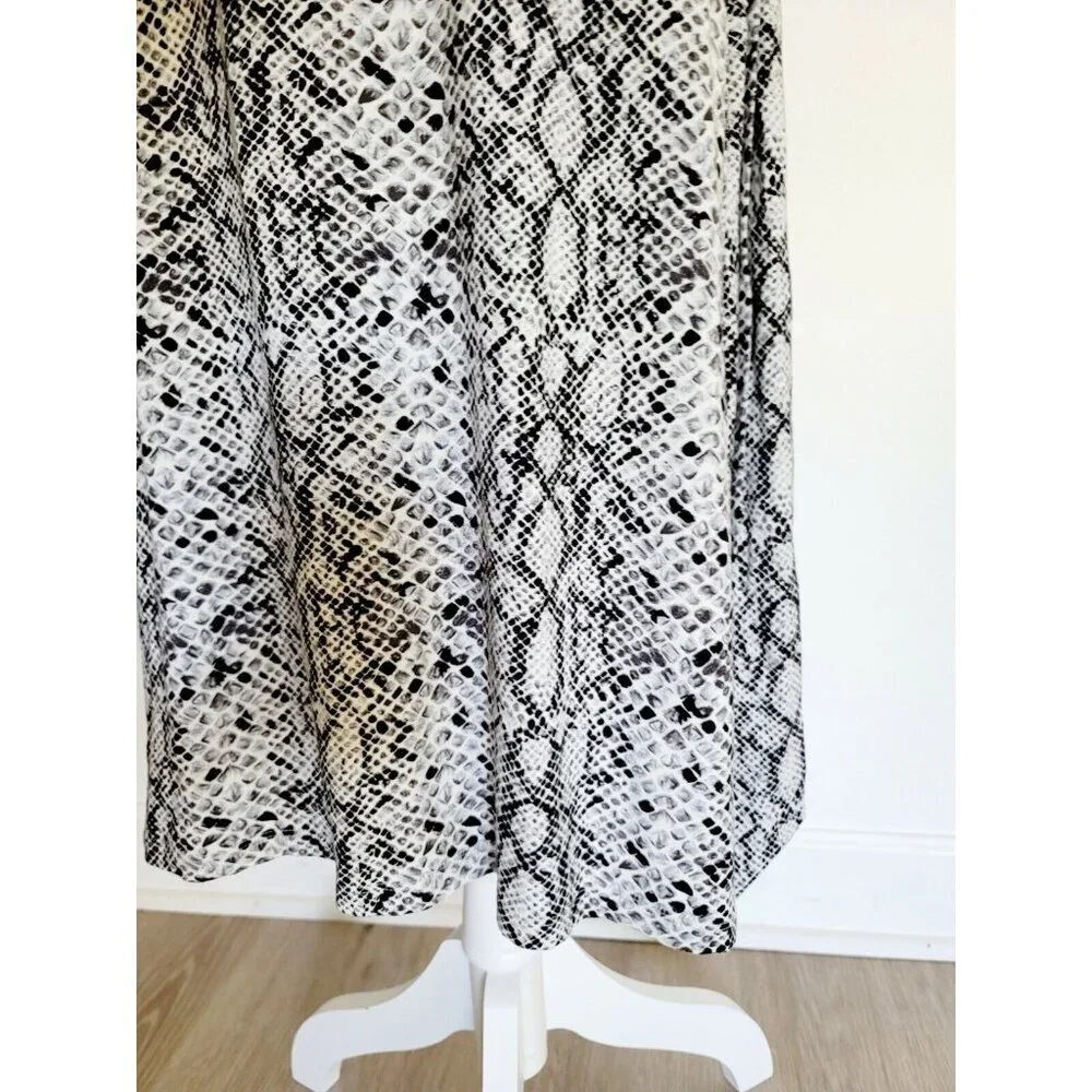 Good American Black White Python Runaround Midi Maxi Wrap Snakeskin Dress Small - Picture 9 of 13